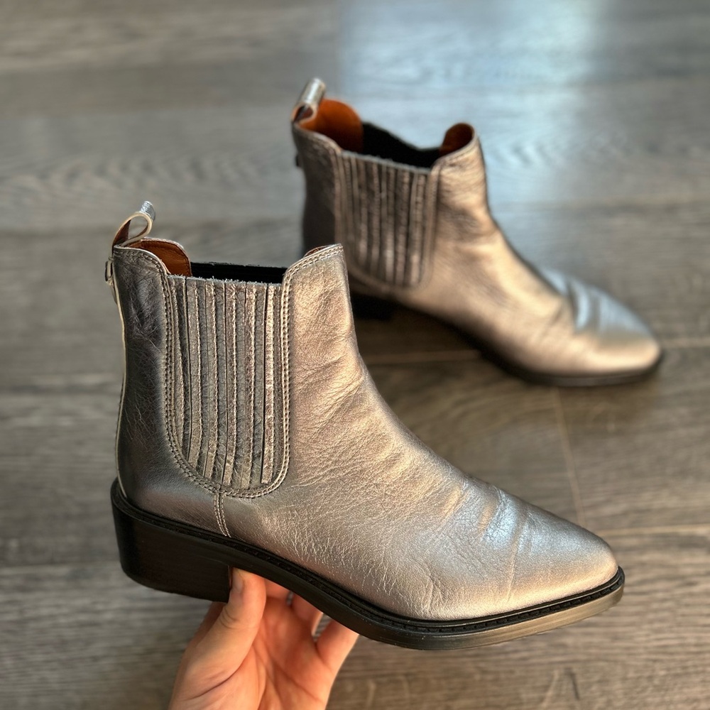 Coach Leather Silver Boots Size 8
